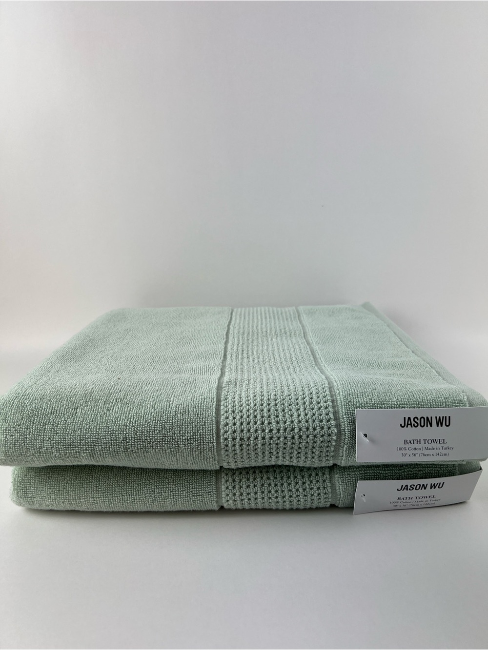 Jason Wu Bath Towel Set Sage Green Soft Cotton Made in Turkey 2 Pc Set NEW